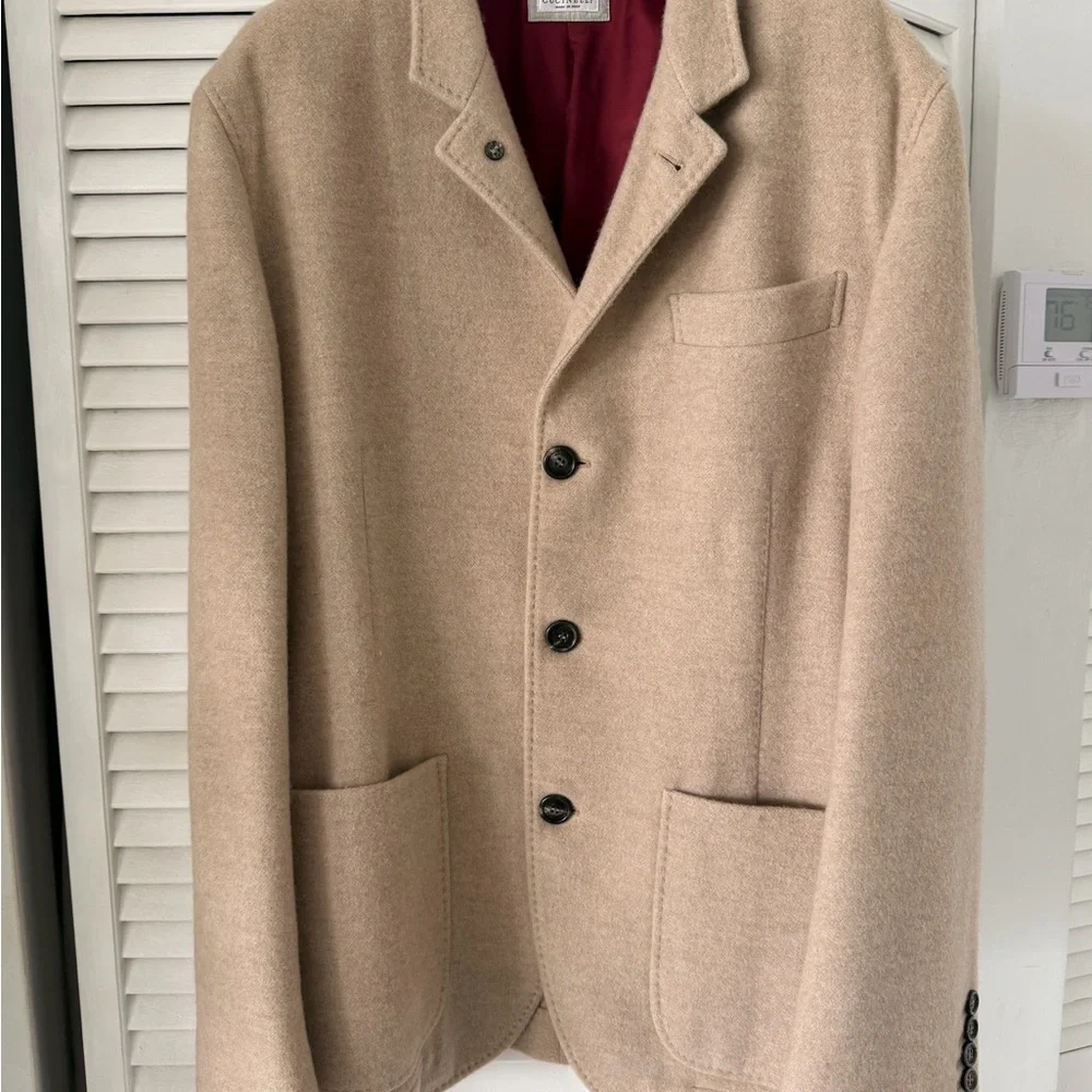 Brunello Cucinelli Beige Sport Coat with Patch Pockets